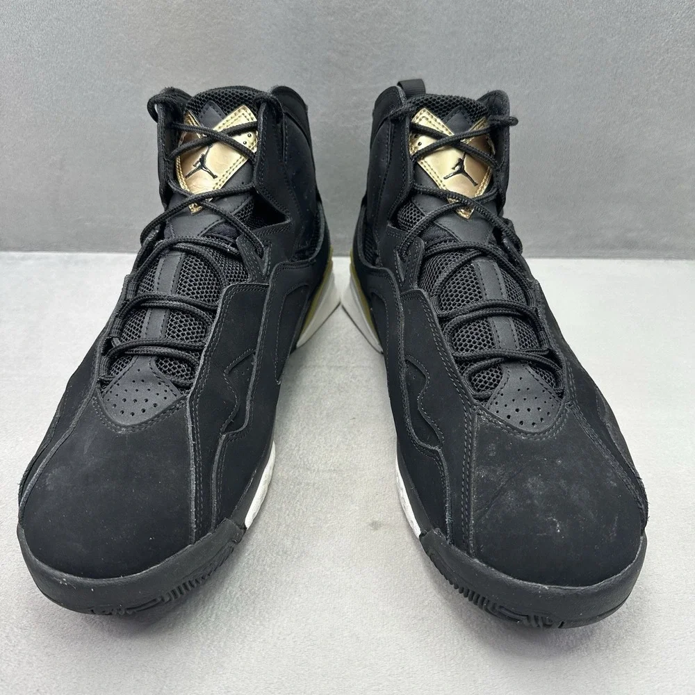 Jordan True Flight Mens Size 11.5 Shoes Black / Metallic Gold Casual Sneakers